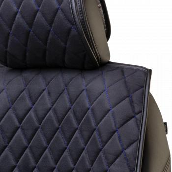 3 099 р. Накидка на сидение (2 места Софа) ТЕЙЛОР ст РОМБ Lord Autofashion   (черный, строчка синяя)  с доставкой в г. Кемерово. Увеличить фотографию 3
