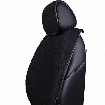 5 649 р. Накидка на сидение (5 мест Софа) ТЕЙЛОР ст РОМБ Lord Autofashion   (черный, строчка красная)  с доставкой в г. Кемерово. Увеличить фотографию 4