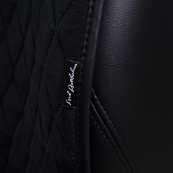 6 199 р. Накидка на сидение (5 мест Софа) ТЕЙЛОР ст РОМБ Lord Autofashion   (черный, строчка синяя)  с доставкой в г. Кемерово. Увеличить фотографию 5