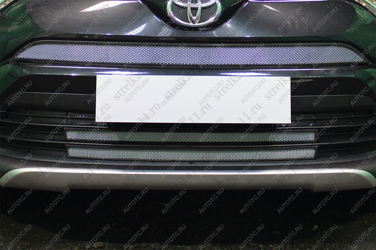 5 249 р. Защита радиатора (2 части низ) Стрелка11 PREMIUM Toyota RAV4 XA40 5 дв. рестайлинг (2015-2019) (хром)  с доставкой в г. Кемерово