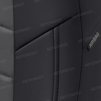 8 399 р. Чехлы на сиденья Алькантара (3 отд. части экокожа) Автопилот Volkswagen Touran 2T дорестайлинг минивэн (2015-2025) (черный/темно-серый)  с доставкой в г. Кемерово. Увеличить фотографию 6