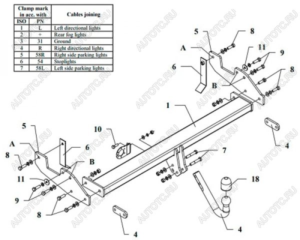 22 699 р. Фаркоп (подходит для 2 WD (маленькое колесо)) Auto-Hak  Toyota Hilux  AN10,AN20 (2004-2011) дорестайлинг, 1-ый рестайлинг (стальной, шар A (F20))  с доставкой в г. Кемерово