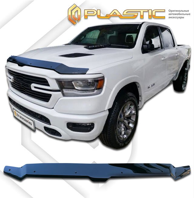2 559 р. Дефлектор капота CA-Plastiс exclusive  Dodge RAM 1500V  5 (2023-2025) Crew Cab Short Box (серия Classic черный)  с доставкой в г. Кемерово