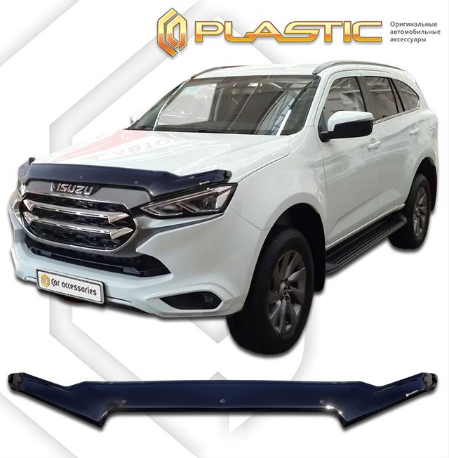 3 099 р. Дефлектор капота CA-Plastiс exclusive Isuzu mu-X TF (2021-2023) (серия Classic черный, Без надписи )  с доставкой в г. Кемерово