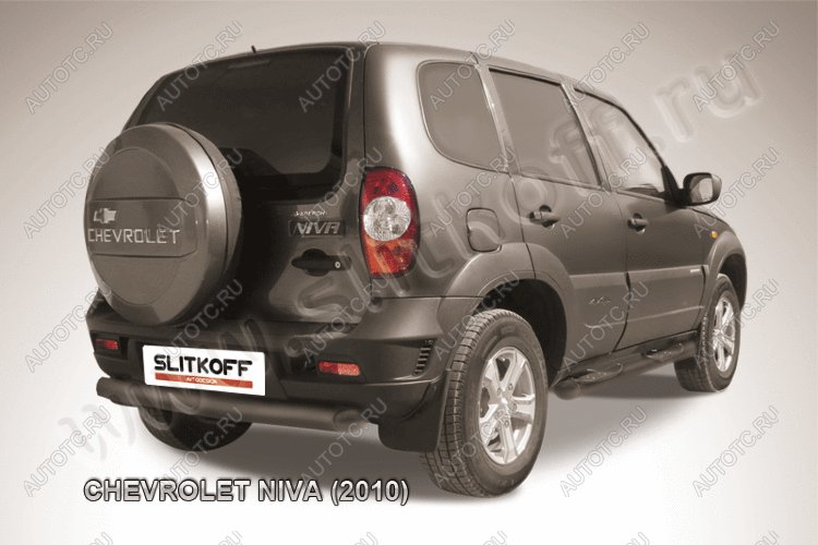 12 499 р. Защита заднего бампера d76 без фаркопа (BERTONE) Slitkoff  Chevrolet Niva  2123 (2009-2020) рестайлинг (нержавейка с полимерным покрытием в цвет черный)  с доставкой в г. Кемерово