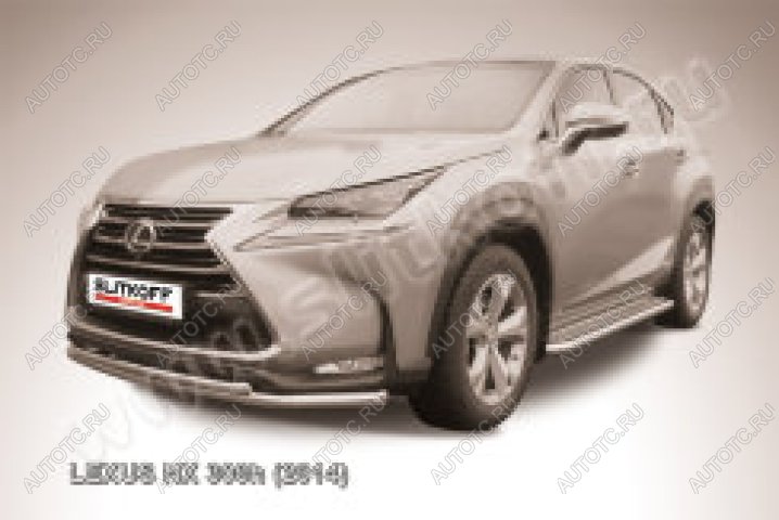 13 699 р. Защита переднего бампера d57+d42 двойная радиусная Slitkoff Lexus NX300h Z10 дорестайлинг (2014-2017) (нержавейка полированная)  с доставкой в г. Кемерово