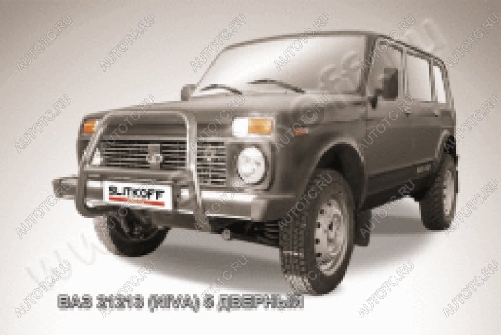 19 349 р. Защита переднего бампера кенгурятник d57 высокий Slitkoff  Лада нива 4х4  2131 (1993-2019) 5 дв. дорестайлинг (нержавейка полированная)  с доставкой в г. Кемерово