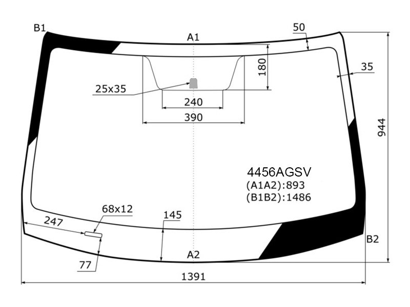 9 299 р. Стекло лобовое Kia Rio 16-  Rio X-Line 17- AGC 4456AGSV  с доставкой в г. Кемерово