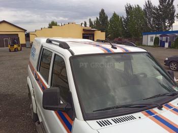 6 449 р. Рейлинги на крышу Petroil Tuning Уаз Патриот 23632 дорестайлинг пикап (2008-2014) (черный муар)  с доставкой в г. Кемерово. Увеличить фотографию 2