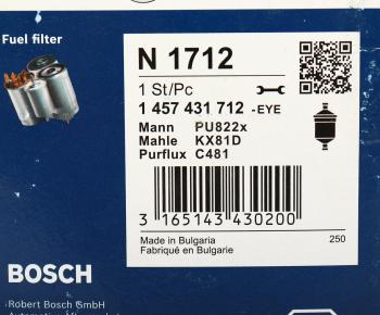 499 р. Фильтр топливный RENAULT Kangoo (97-05) BOSCH BOSCH 1457431712  с доставкой в г. Кемерово. Увеличить фотографию 4