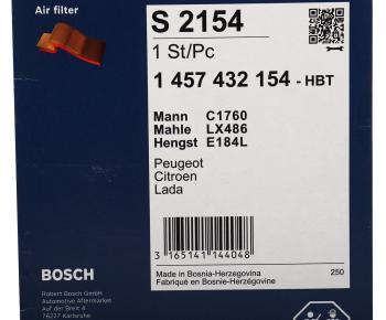1 179 р. Фильтр воздушный PEUGEOT Partner (08-) CITROEN Berlingo (08-) BOSCH BOSCH 1457432154 BOSCH 1457432154  с доставкой в г. Кемерово. Увеличить фотографию 4