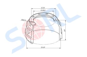 13 999 р. Барабан тормозной полуприцепа КАМАЗ 12т (10 отверстий) СЗАП SORL SORL 35020880220  с доставкой в г. Кемерово. Увеличить фотографию 2