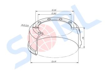 11 399 р. Барабан тормозной полуприцепа КАМАЗ 8т (10 отверстий) СЗАП SORL SORL 35020880230  с доставкой в г. Кемерово. Увеличить фотографию 2