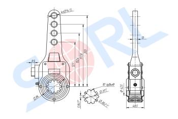 2 169 р. Рычаг тормоза регулировочный SAF (4 отверстий в ряд) SORL SORL 6240011047 SORL 6240011047  с доставкой в г. Кемерово. Увеличить фотографию 2