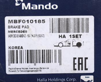 949 р. Колодки тормозные MERCEDES C (W201,W202) задние (4шт.) MANDO MANDO mbf010185  с доставкой в г. Кемерово. Увеличить фотографию 5