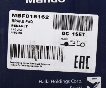 2 899 р. Колодки тормозные RENAULT Laguna (95-03),Megane 1 (1.62.01.9D) передние (4шт.) MANDO MANDO mbf015162  с доставкой в г. Кемерово. Увеличить фотографию 5