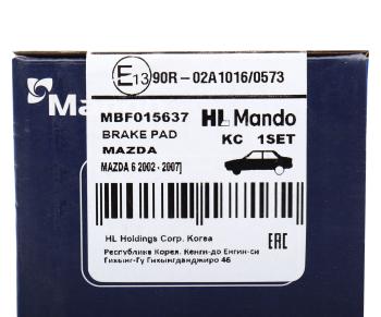 1 549 р. Колодки тормозные MAZDA 6 GG (02-07) (LF 2.0/L3 2.3) передние (4шт.) MANDO MANDO mbf015637 MANDO mbf015637  с доставкой в г. Кемерово. Увеличить фотографию 6