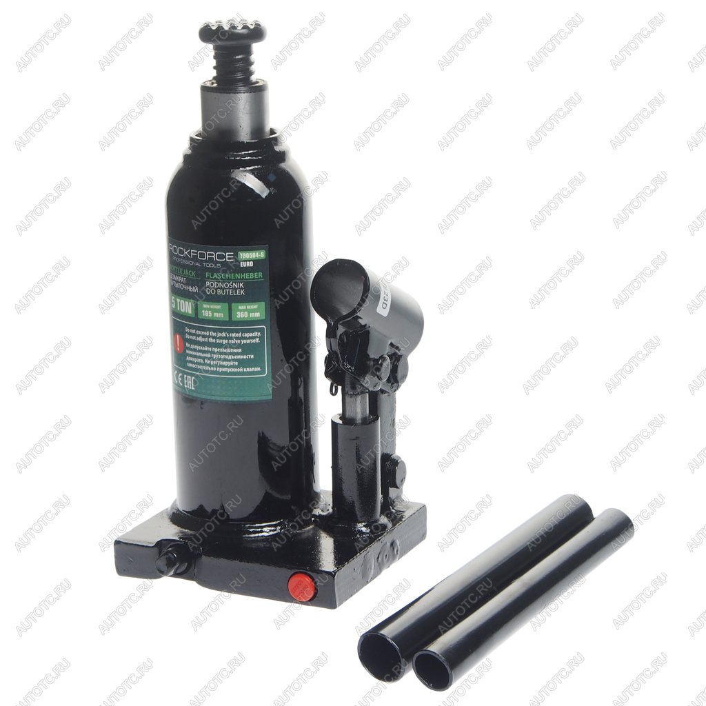 2 899 р. Домкрат бутылочный 5т 185-360мм с клапаном в кейсе ROCKFORCE ROCKFORCE rf-t90504s-euro  с доставкой в г. Кемерово