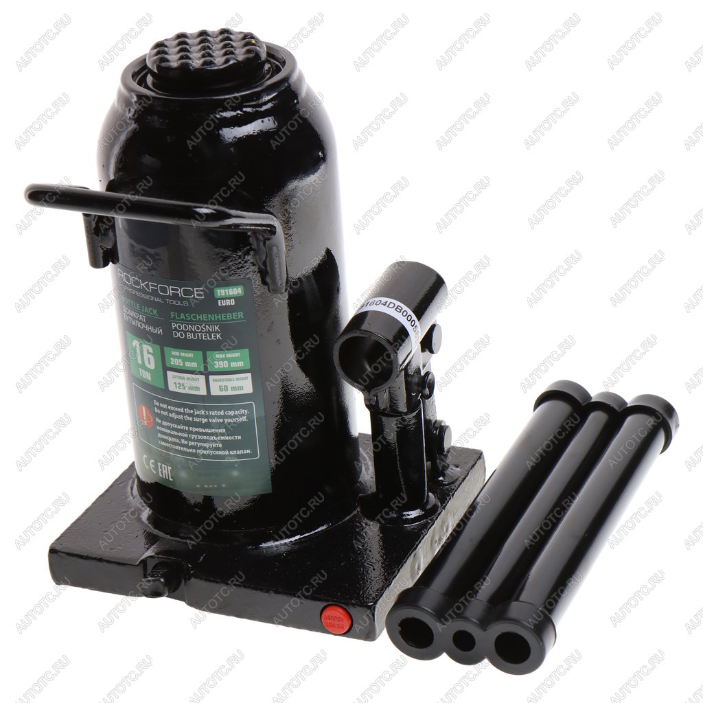6 549 р. Домкрат бутылочный 16т 205-390мм с клапаном ROCKFORCE ROCKFORCE rf-t91604euro  с доставкой в г. Кемерово