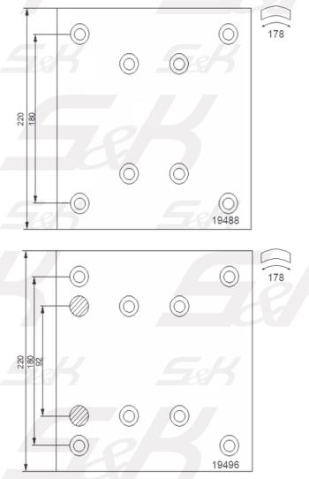 3 899 р. Накладка тормозной колодки MAN MERCEDES заднейпередней стандарт (410х223) (8шт.) S&K GMBH S&K GMBH sk194960001  с доставкой в г. Кемерово. Увеличить фотографию 1