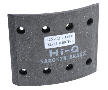 459 р. Накладка тормозной колодки HYUNDAI HD120 (шир.120мм, 8 отверстий) передней SANGSIN SANGSIN sl213  с доставкой в г. Кемерово. Увеличить фотографию 1