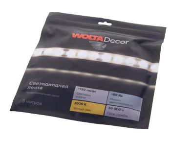 939 р. Лента светодиодная гибкая 6W 5м IP20 12V теплый белый (пакет) Decor WOLTA WOLTA wls2835-6w300012h60-01  с доставкой в г. Кемерово. Увеличить фотографию 1