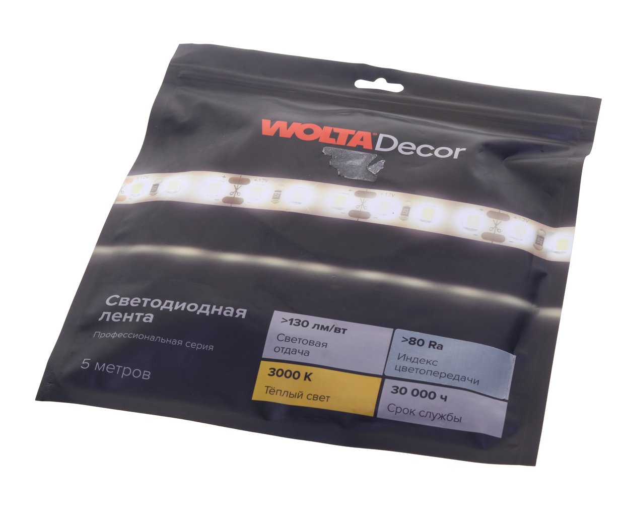939 р. Лента светодиодная гибкая 6W 5м IP20 12V теплый белый (пакет) Decor WOLTA WOLTA wls2835-6w300012h60-01  с доставкой в г. Кемерово