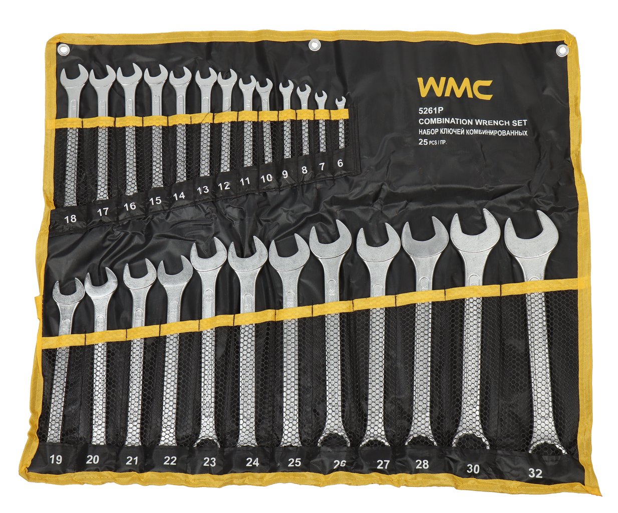 4 399 р. Набор ключей комбинированных 6-32мм 25 предметов на полотне WMC TOOLS WMC TOOLS wmc-5261p  с доставкой в г. Кемерово