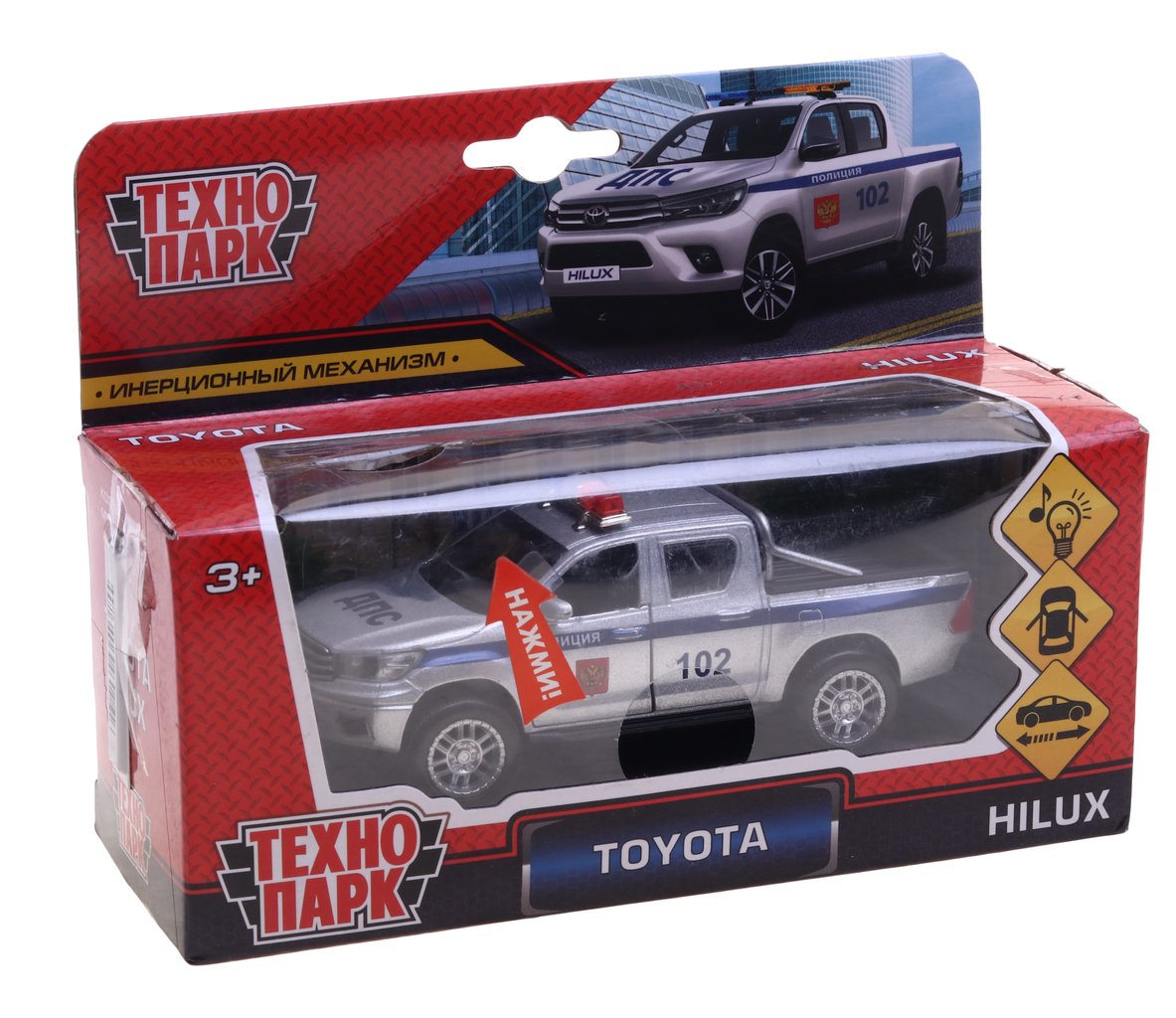 1 559 р. Модель автомобиля TOYOTA Hilux металлическая (свет, звук) ТЕХНОПАРК ТЕХНОПАРК fy6118p-sl  с доставкой в г. Кемерово