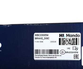 3 099 р. Диск тормозной HYUNDAI Sonata (07-) задний (1шт.) MANDO MANDO mbc030054 MANDO mbc030054  с доставкой в г. Кемерово. Увеличить фотографию 4