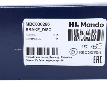 3 399 р. Диск тормозной KIA Picanto (17-) (14) передний (1шт.) MANDO MANDO mbc030286 MANDO mbc030286  с доставкой в г. Кемерово. Увеличить фотографию 6