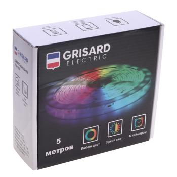 1 199 р. Лента светодиодная гибкая 12W 5м IP65 12V RGB цветная, пульт управления GRISARD ELECTRIC GRISARD ELECTRIC gre-002-0121  с доставкой в г. Кемерово. Увеличить фотографию 5