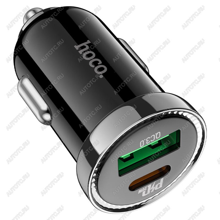 599 р. Устройство зарядное в прикуриватель 1USB + 1 Type C 12V HOCO HOCO z44 black  с доставкой в г. Кемерово