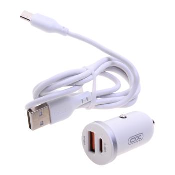 669 р. Устройство зарядное в прикуриватель 1USB + 1 Type C 12V XO XO cc56 white  с доставкой в г. Кемерово. Увеличить фотографию 1