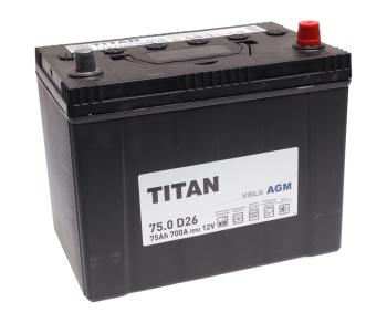 17 649 р. Аккумулятор ТИТАН Asia AGM 75Ач обратная полярность ТИТАН 6ст75(0) d26l  с доставкой в г. Кемерово. Увеличить фотографию 1