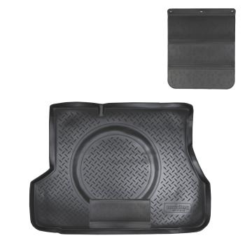 Коврик в багажное отделение с защитным фартуком Norplast Unidec Hyundai Accent 2 LC седан дорестайлинг (ТагАЗ) (1999-2012) (черный)