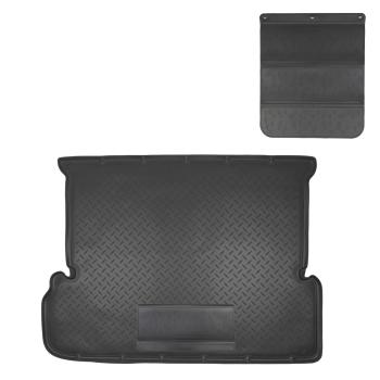 Коврик в багажное отделение с защитным фартуком (7 мест) Norplast Unidec Toyota Land Cruiser Prado J150 дорестайлинг (2009-2013) (черный)