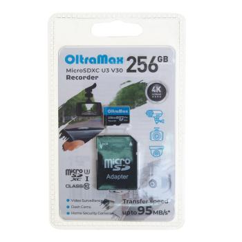3 079 р. Карта памяти 256GB MicroSD class 10 + SD адаптер OLTRAMAX OLTRAMAX om256gcsdxc10-u3-v30  с доставкой в г. Кемерово. Увеличить фотографию 1