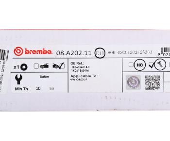 4 099 р. Диск тормозной VW Passat (05-),Tiguan AUDI A3 SKODA Superb (08-) задний 1шт. (min 2шт.) BREMBO BREMBO 08.a202.11  с доставкой в г. Кемерово. Увеличить фотографию 5