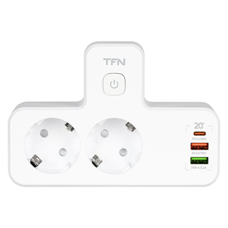 1 359 р. Тройник сетевой 2 гнезда + 3 USB TFN TFN tfn-power5wh  с доставкой в г. Кемерово