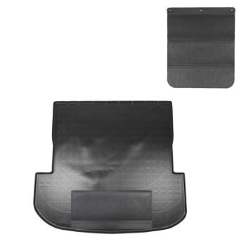 Коврики в багажное отделение с защитным фартуком (сложенный 3 ряд) Norplast Unidec Hyundai Palisade LX2 (2018-2022) (черный)