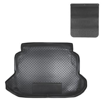 Коврик в багажное отделение с защитным фартуком Norplast Unidec Honda CR-V RD4,RD5,RD6,RD7,RD9  рестайлинг (2004-2006) (черный)