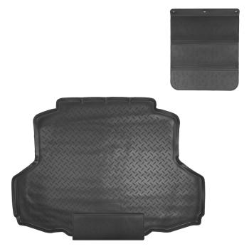 Коврик в багажное отделение с защитным фартуком Norplast Unidec Mitsubishi Lancer 9 CS седан 1-ый рестайлинг (2003-2005) (черный)
