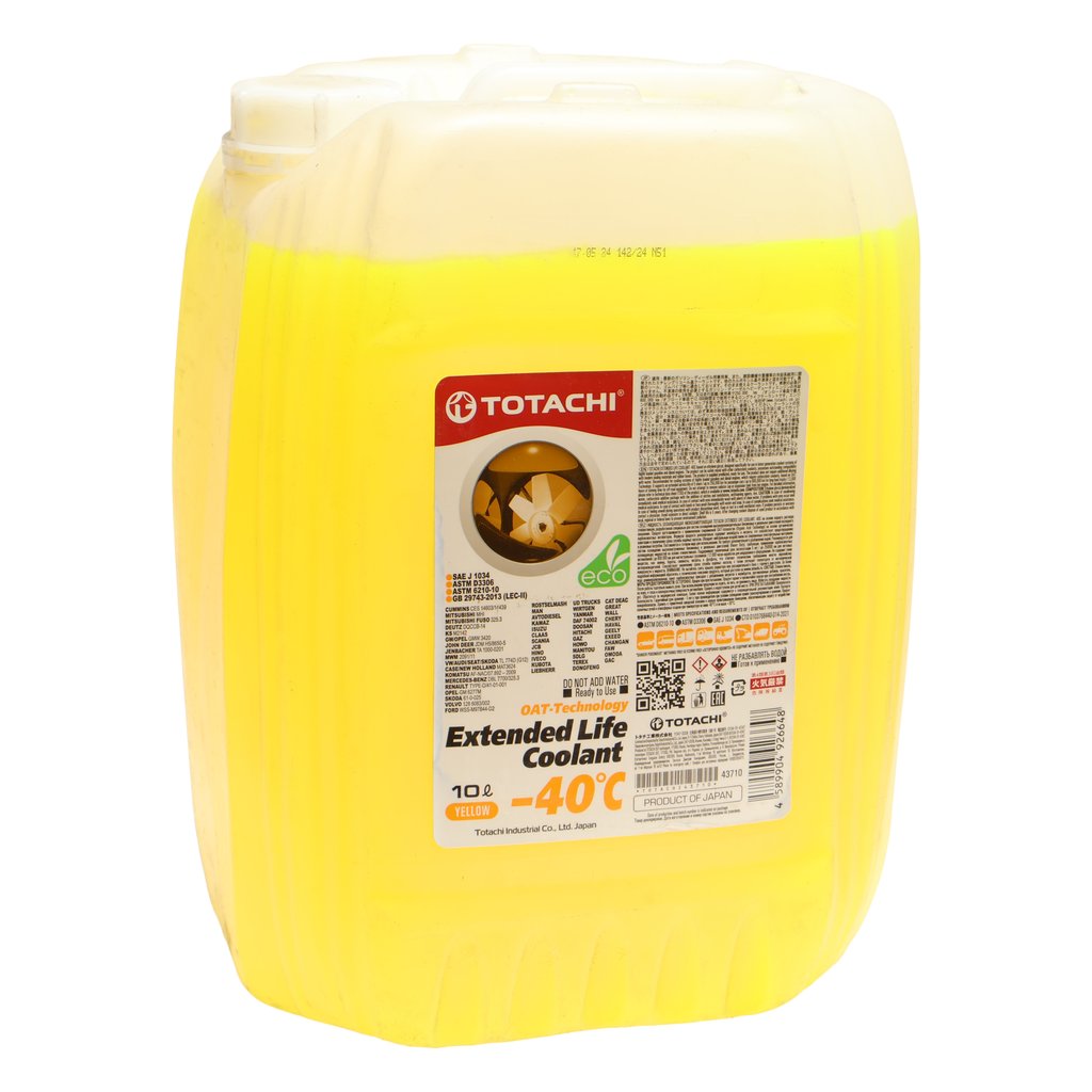 2 289 р. Антифриз желтый -40C 10л D6210 ELC YELLOW TOTACHI TOTACHI 43710  с доставкой в г. Кемерово