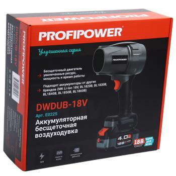 4 999 р. Воздуходувка аккумуляторная 18.0В 4.0Ач (1АКБ Li-Ion) PROFIPOWER PROFIPOWER dwdub-18v  с доставкой в г. Кемерово. Увеличить фотографию 3