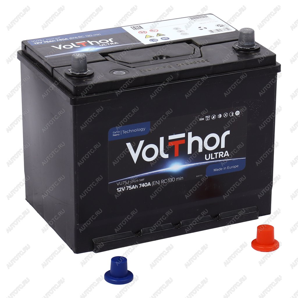 12 199 р. Аккумулятор VOLTHOR Ultra 75Ач обратная полярность VOLTHOR 6ст75(0) 57529 d26  с доставкой в г. Кемерово