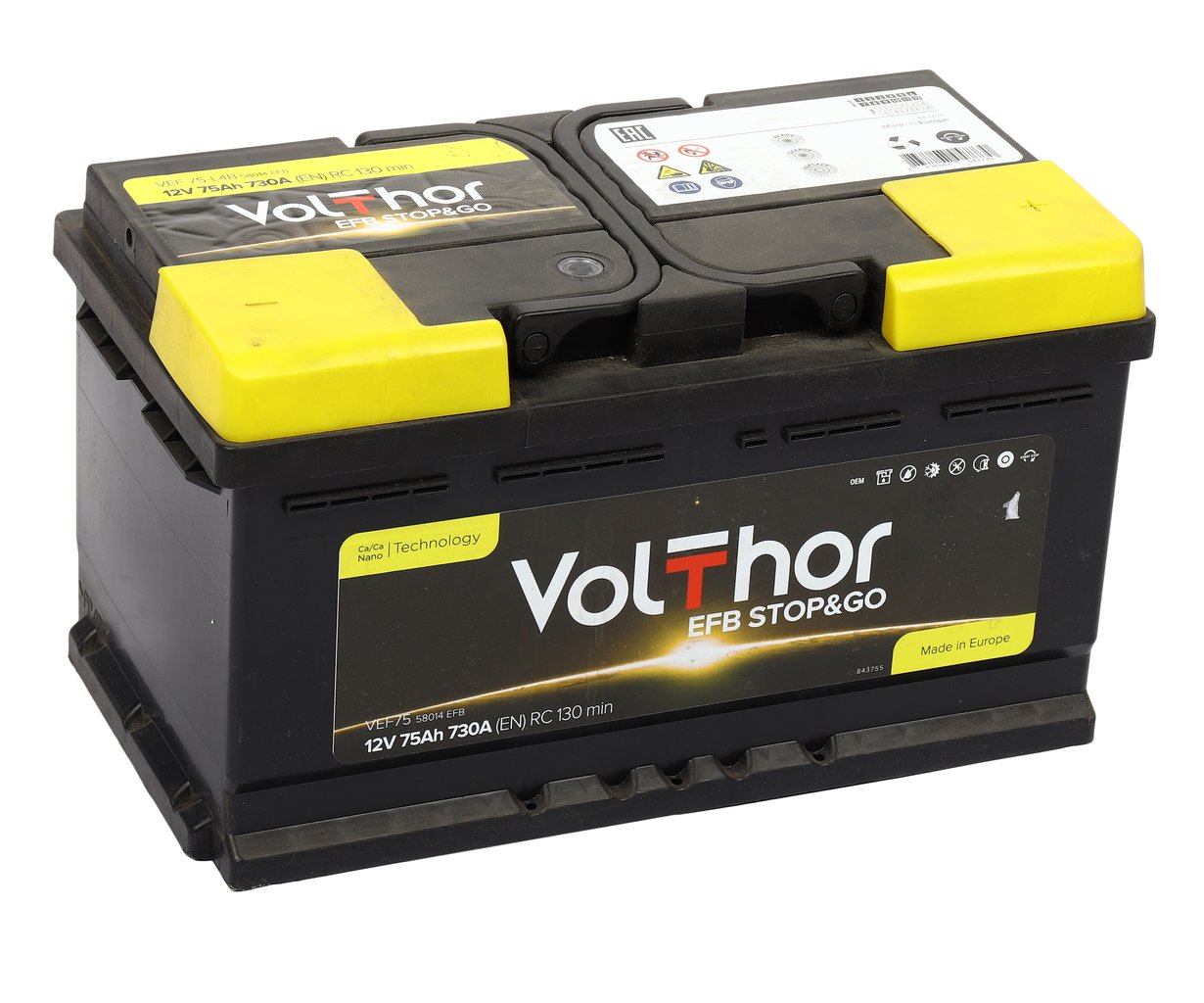 13 699 р. Аккумулятор VOLTHOR EFB 75Ач обратная полярность,низкий VOLTHOR 6ст75(0) 58014  с доставкой в г. Кемерово
