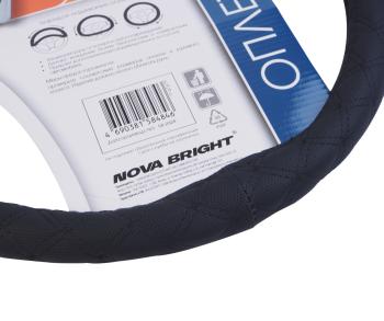 429 р. Оплетка руля (L) 39-41см черная экокожа NOVA BRIGHT NOVA BRIGHT 47679  с доставкой в г. Кемерово. Увеличить фотографию 2