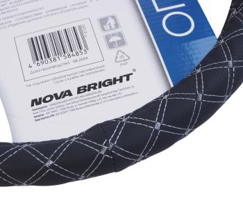 429 р. Оплетка руля (L) 39-41см черно-серая экокожа NOVA BRIGHT NOVA BRIGHT 47680  с доставкой в г. Кемерово. Увеличить фотографию 2