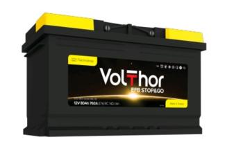 15 899 р. Аккумулятор VOLTHOR EFB 80Ач обратная полярность VOLTHOR 6ст80(0) 58088  с доставкой в г. Кемерово. Увеличить фотографию 1
